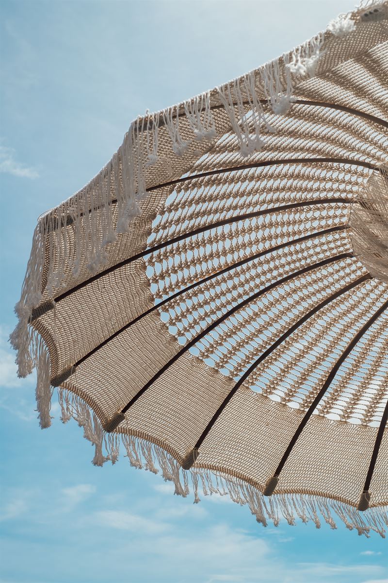BALINESE MACRAME UMBRELLA CREAM