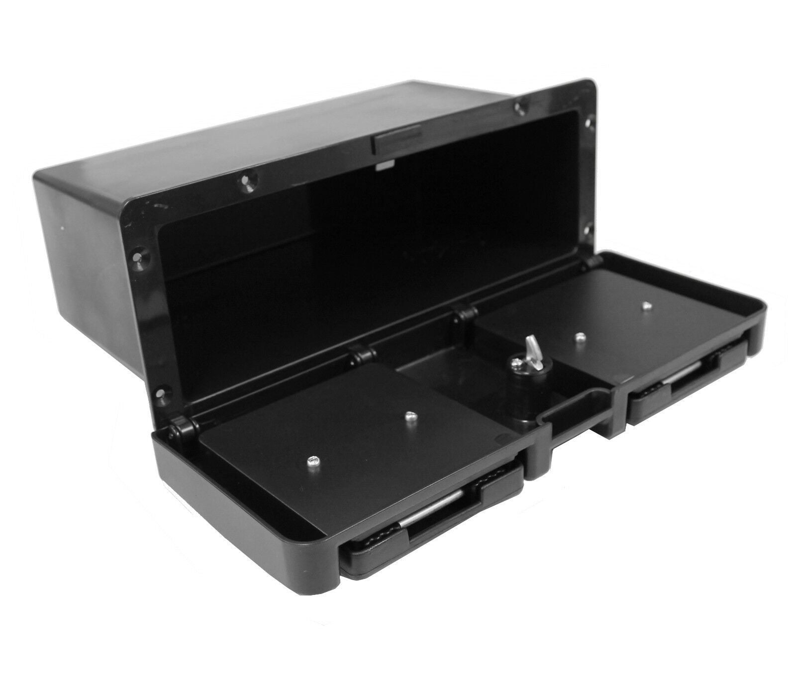 Glove Box with Drink Holders Black