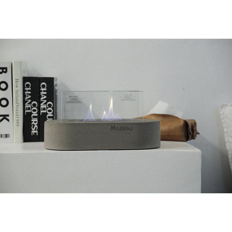 Modeno Luspa Tabletop Bio‑Ethanol Fireplace — Light Grey