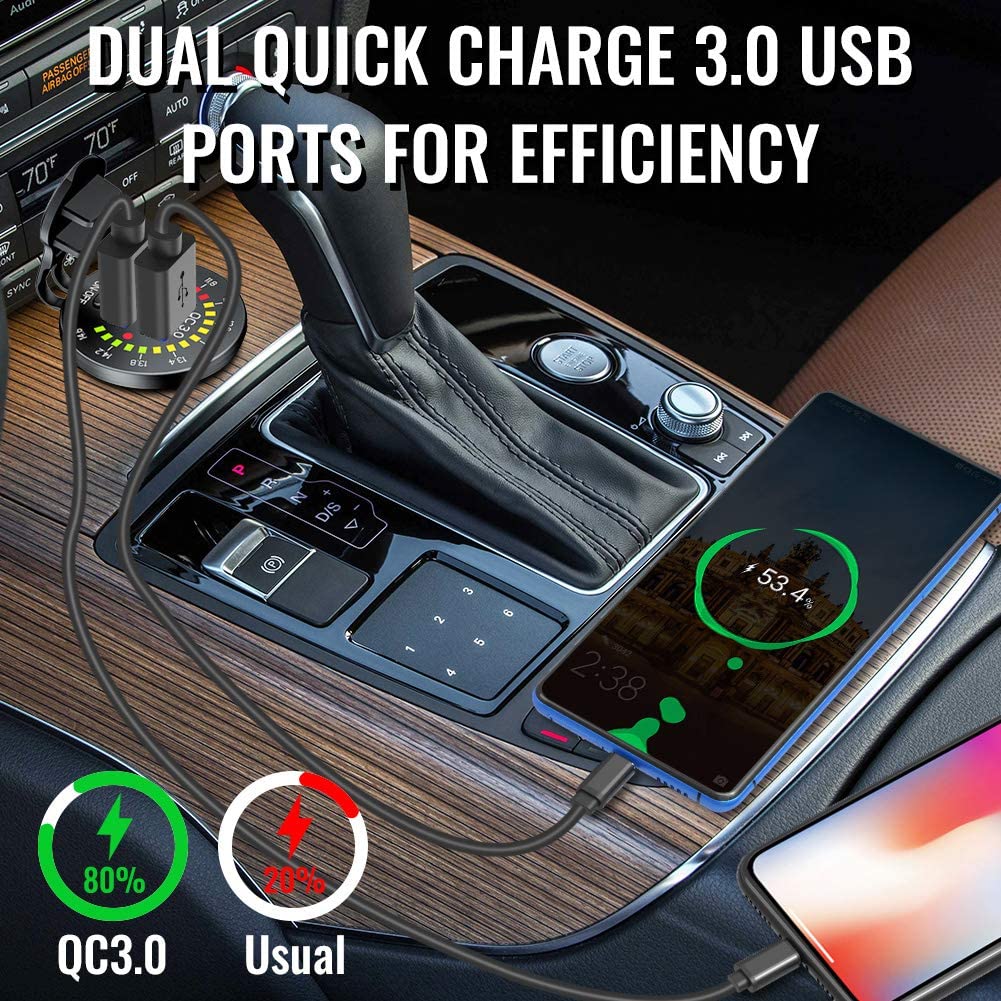 Quick Charge 3.0 Dual USB Charger Socket with Voltmeter and Switch by Falsabih