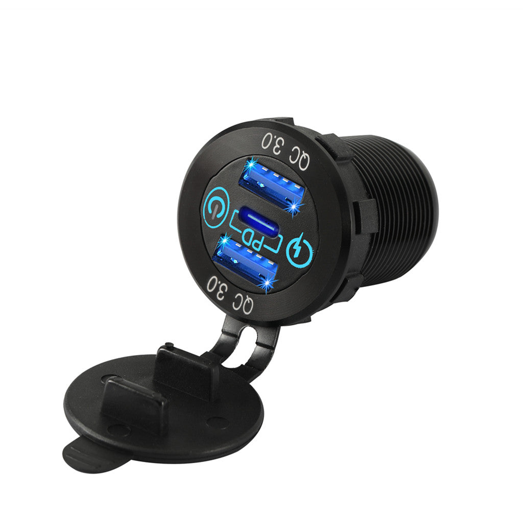 12 فولت USB من الألومنيوم ثنائي الشحن السريع 3.0 مع PD ثلاثي USB