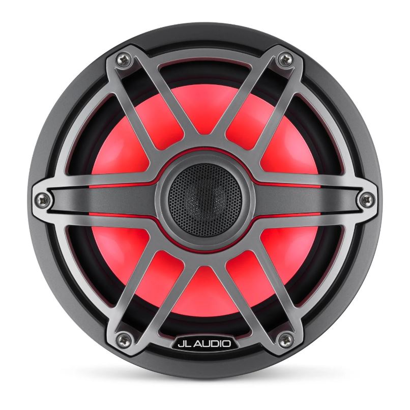 JL - M6-770X-S-GmTi-i 7.7-inch (196 mm) Marine Coaxial Speakers with Transflective™ LED Lighting, Gray Metallic Trim Ring, Titanium Sport Grille
