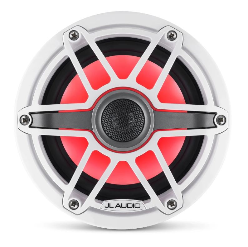 JL - M6-650X-S-GwGw-i 6.5-inch (165 mm) Marine Coaxial Speakers with Transflective™ LED Lighting, Gloss White Trim Ring, Gloss White Sport Grille