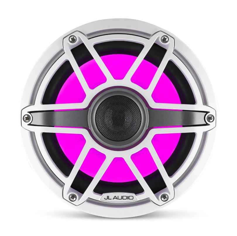 JL - M6-880X-S-GwGw-i 8.8-inch (224 mm) Marine Coaxial Speakers with Transflective™ LED Lighting, Gloss White Trim Ring, Gloss White Sport Grille