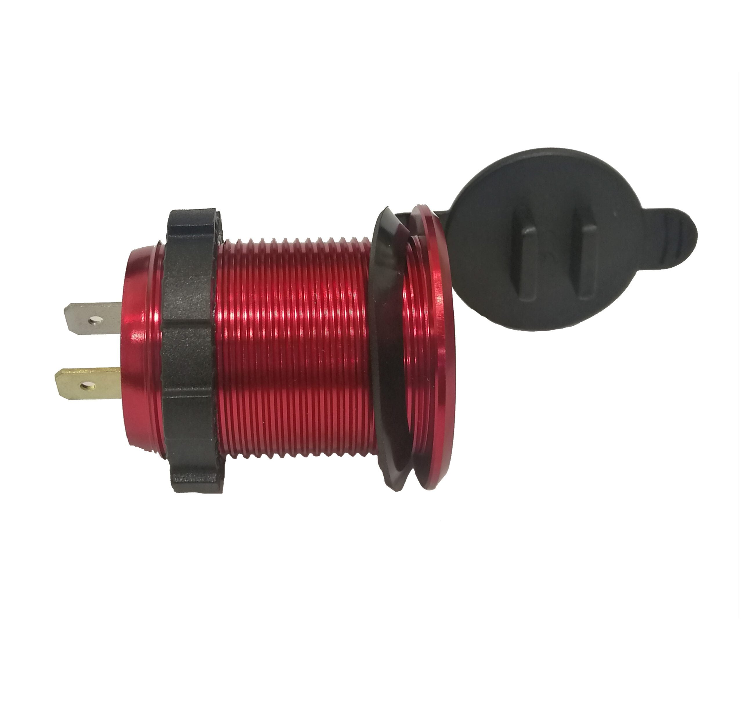 شاحن معدني مزدوج USB باللون الأحمر