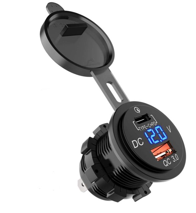 منفذ QC 3.0 USB-A + TYPE-C + PD مع مقياس فولتية LED