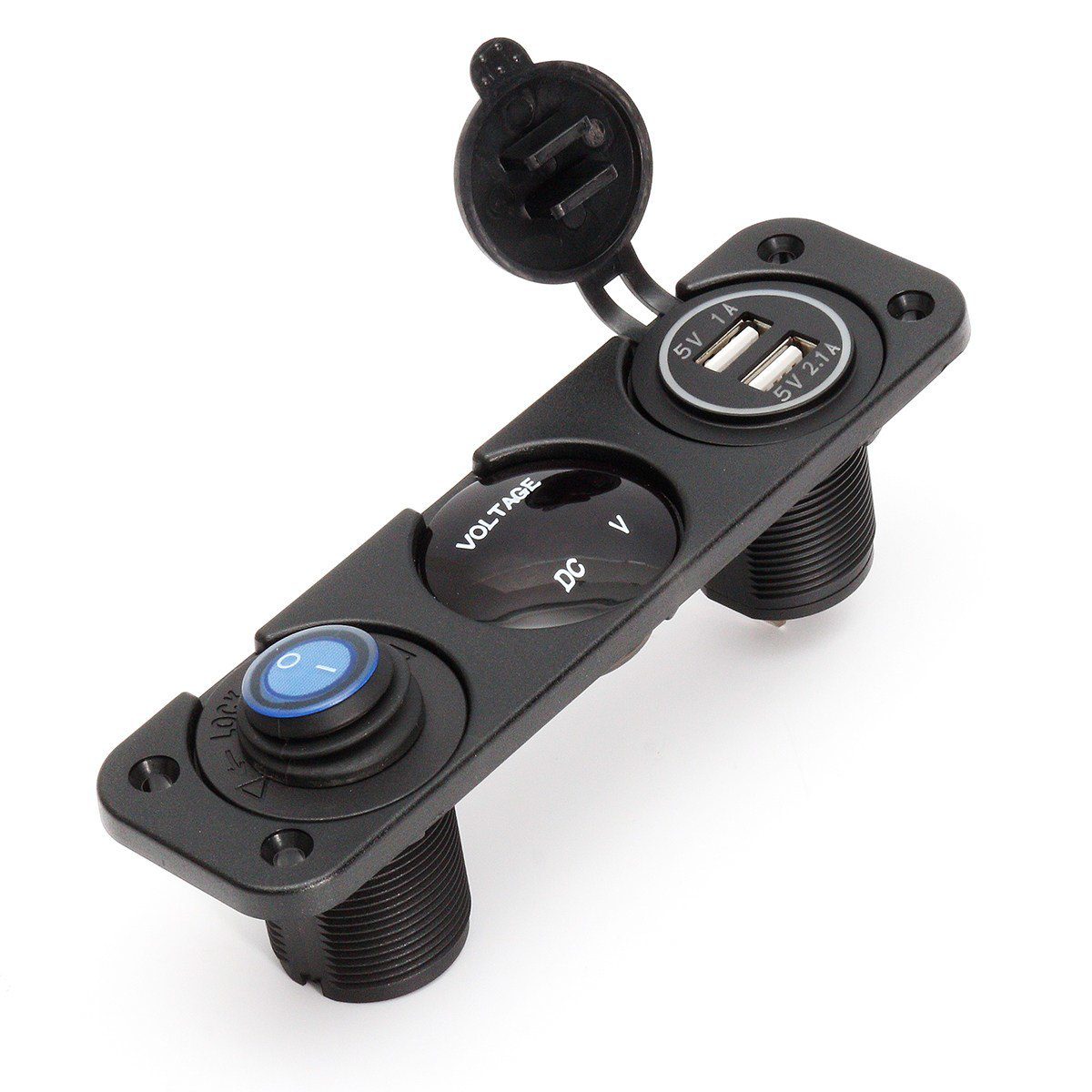 شاحن USB 3 في 1 مع فولتميتر ومفتاح