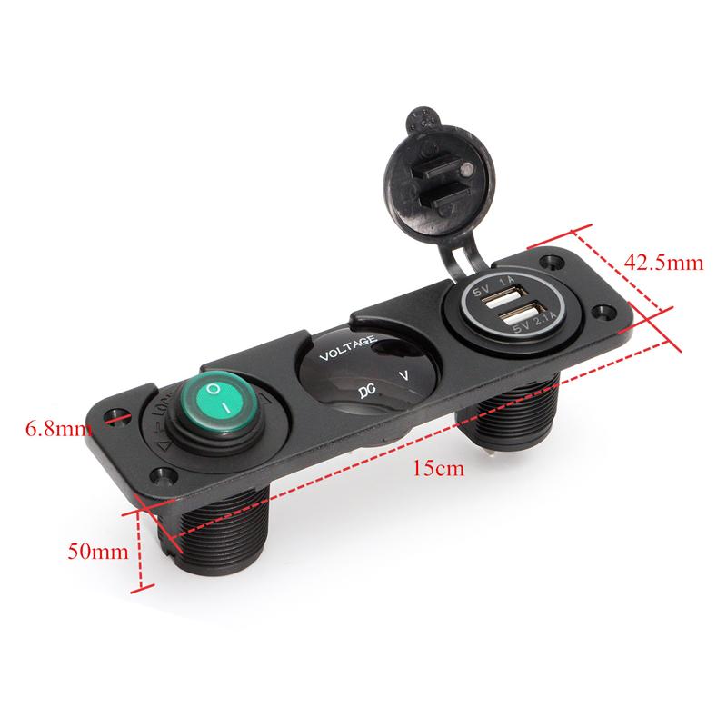 شاحن USB 3 في 1 مع فولتميتر ومفتاح