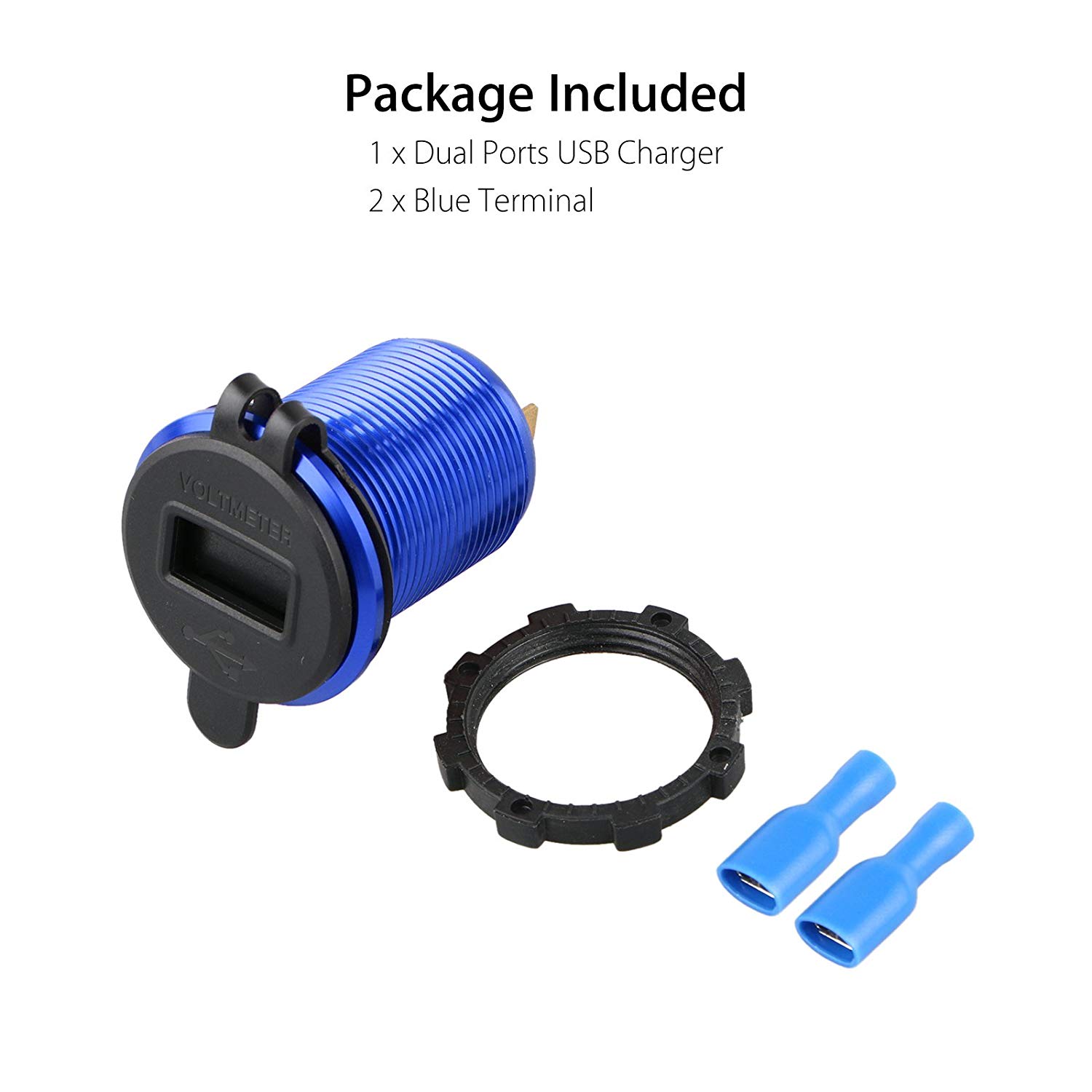 سبائك الألومنيوم 4.2A USB مزدوج مع الفولتميتر الأزرق