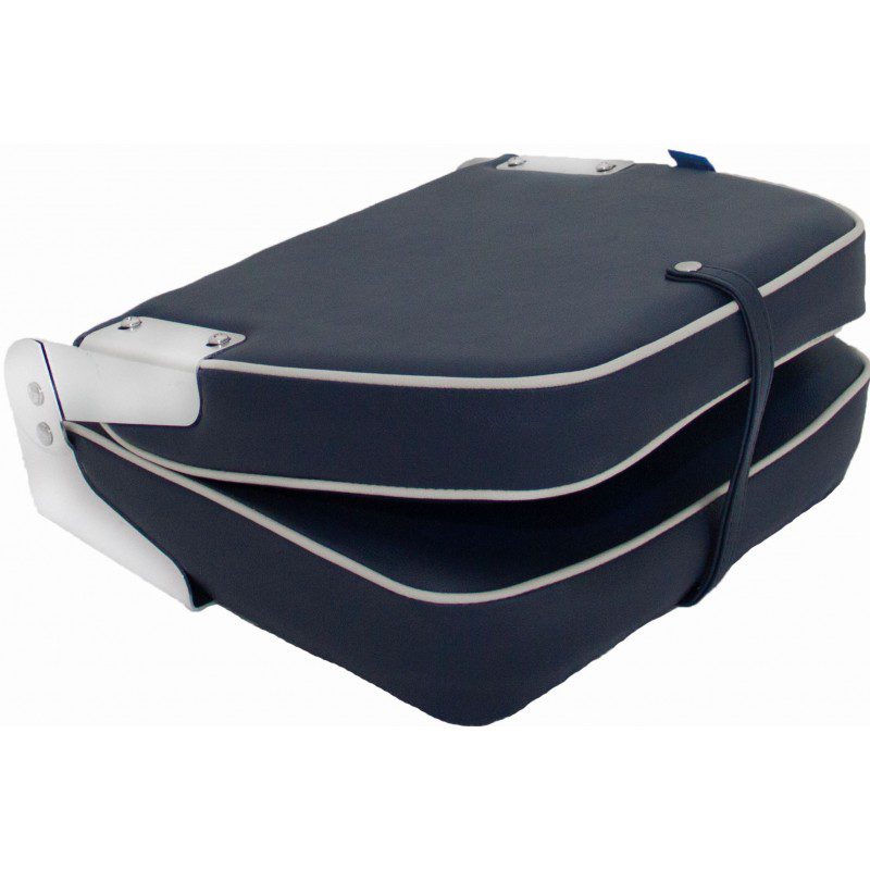 Marine Folding seat dark blue with white piping
