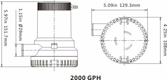مضخة سيفلو بيلج 12 فولت 2000 جالون في الساعة