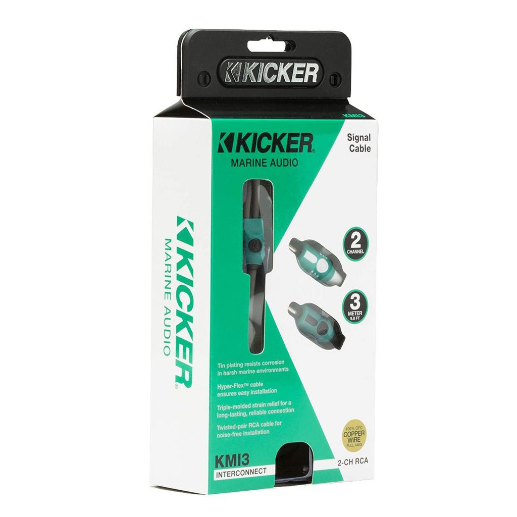 KICKER 47KMI3 Marine Series 2-Ch RCA Interconnect, 3.0m