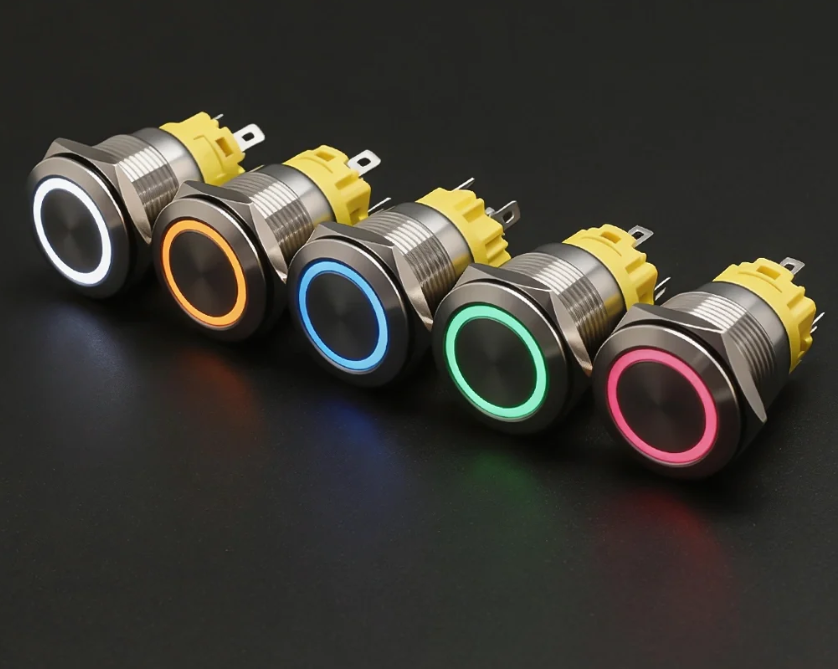 19mm LED Push Button Switch latching Stainless Steel