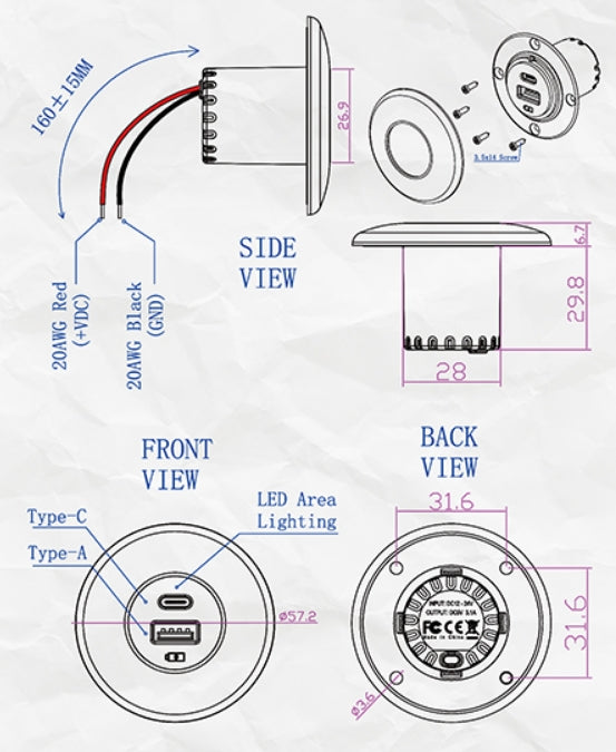 USB Charger Waterproof IP65