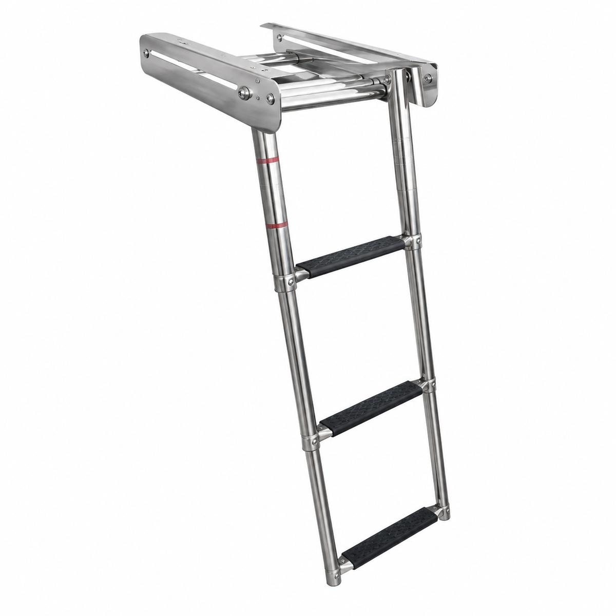Sumar Marine 1459/I AISI 316 telescopic platform ladder with three black anti-slip steps