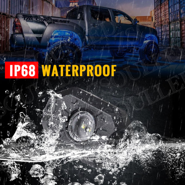 طقم إضاءة صخور LED RGBW مع ضوء نيون أبيض نقي أسفل الهيكل عن طريق التحكم في التطبيق لمركبات ATV UTV على الطرق الوعرة