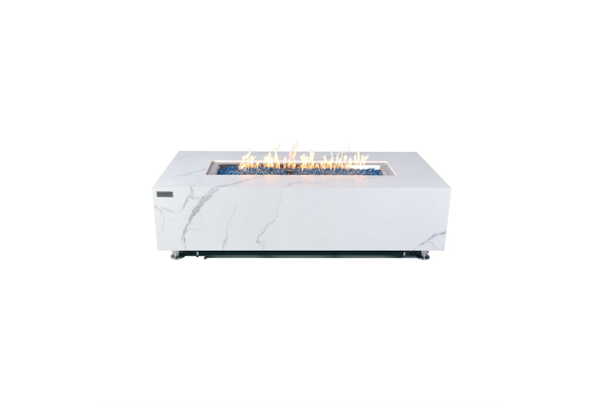 Elementi Plus Carrara OFP121BW marble porcelain fire table