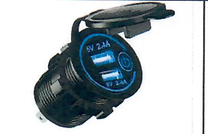 Ningbo Guhang GH-WG5 4.8A dual USB charger with touch switch and blue illuminated ring