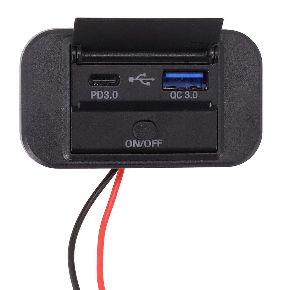 12V Dual USB Port QC3.0+PD3.0 Fast Charger Sockets Power Outlet Panel