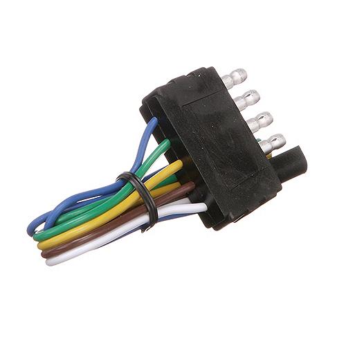 Seachoice 57881 five-way flat trailer-side connector with 12-inch lead
