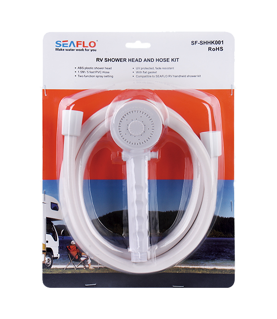 SEAFLO SF-SHHK001 white shower head and 1.5 metre hose kit