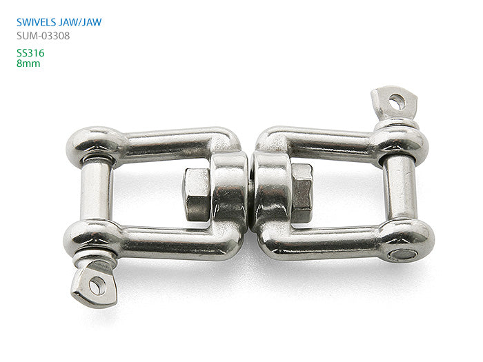 SUMAR 03308 8 mm AISI 316 stainless steel jaw-to-jaw swivel