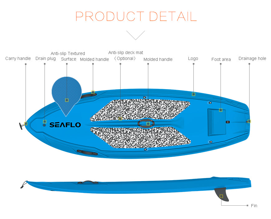 ألواح التجديف واقفة للبالغين من SEAFLO، ألواح تجديف واقفة مصبوبة بالنفخ