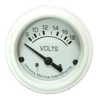 Utrema UT85066W White Marine Voltmeter – 2-1/16", 8–18 V DC