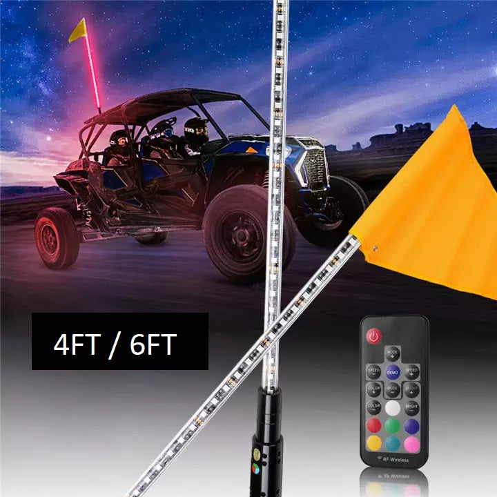 DOUBLE-SIDED RGB LED WHIP ANTENNA LIGHT WITH TRANSPARENT TUBE