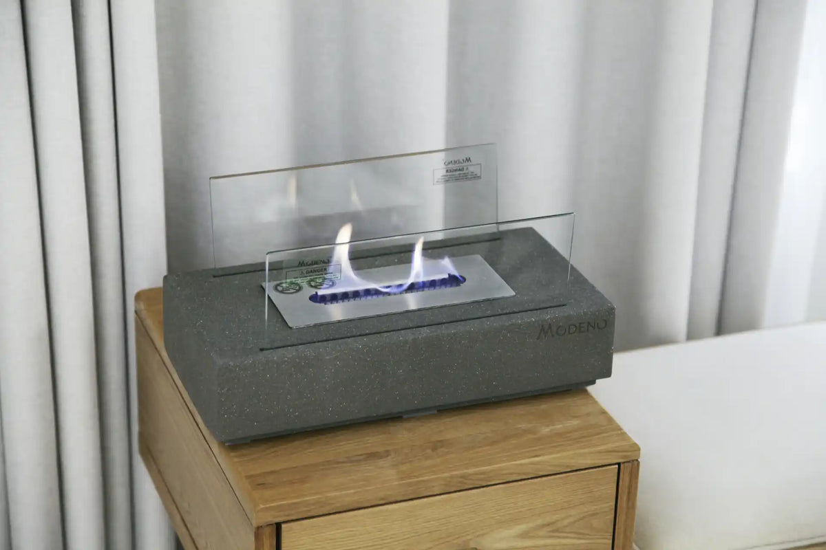 Modeno Kira Tabletop Bio-Ethanol Fireplace – Dark Grey