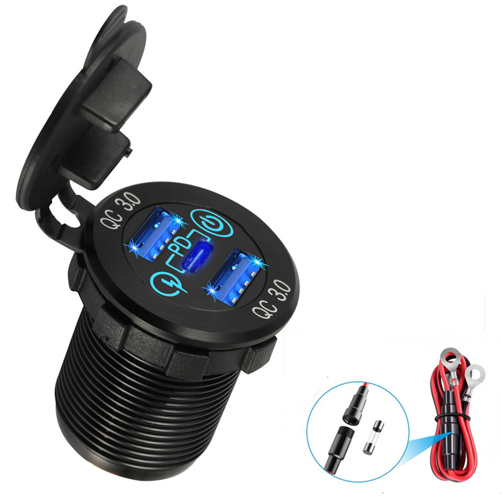 12V USB Aluminum dual Quick Charge 3.0 with PD Triple USB
