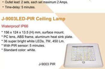 Best Light J-9003LED-PIR Waterproof Ceiling Light - White, 12V