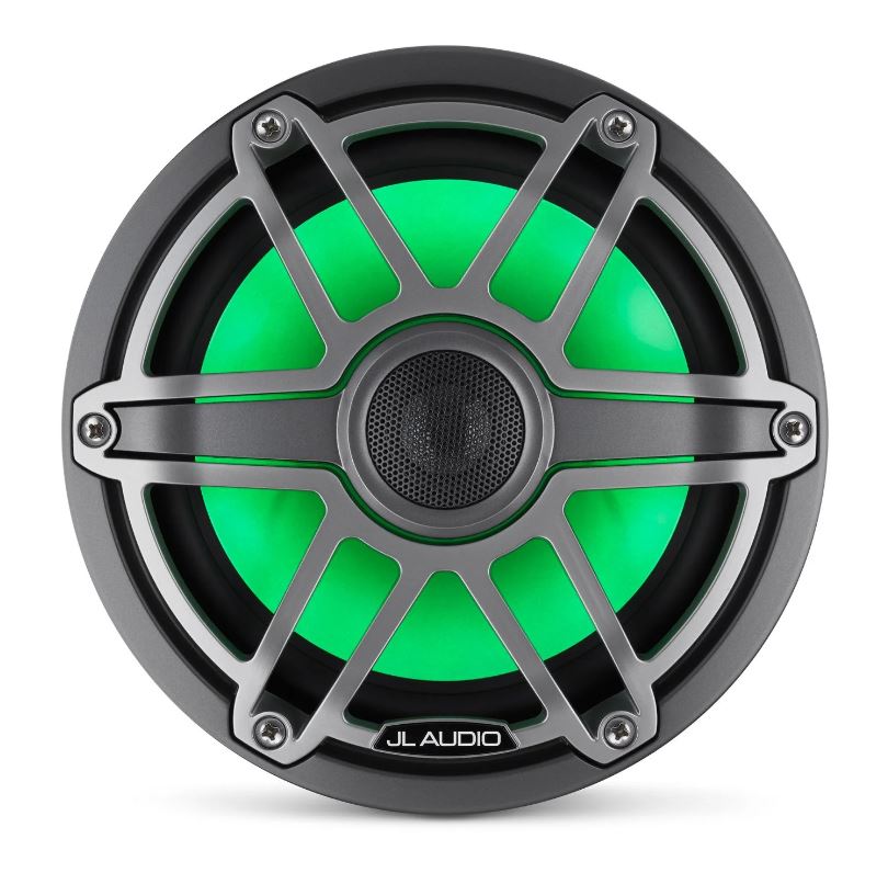 JL - M6-770X-S-GmTi-i 7.7-inch (196 mm) Marine Coaxial Speakers with Transflective™ LED Lighting, Gray Metallic Trim Ring, Titanium Sport Grille