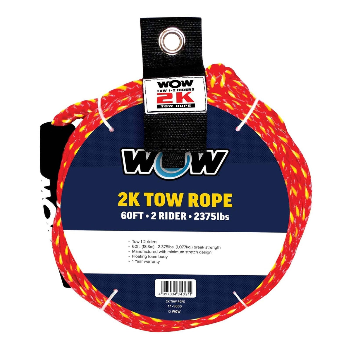 WOW Sports 2K Tow Rope, 60 ft – 11-3000