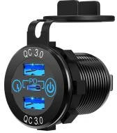 Aluminium 12v-24v dual QC3.0+PD with touch switch
