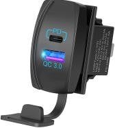 Rocker style 12V-24V QC3.0+PD USB SOCKET