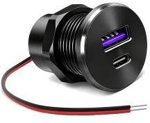 Aluminium Mini QC3.0+PD USB socket with wire