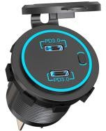 12v-24V PD3.0+PD3.0 USB SOCKET with switch