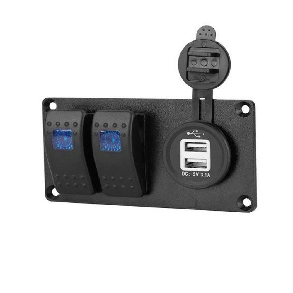 Aluminium 2 Gang Rocker Switch Panel