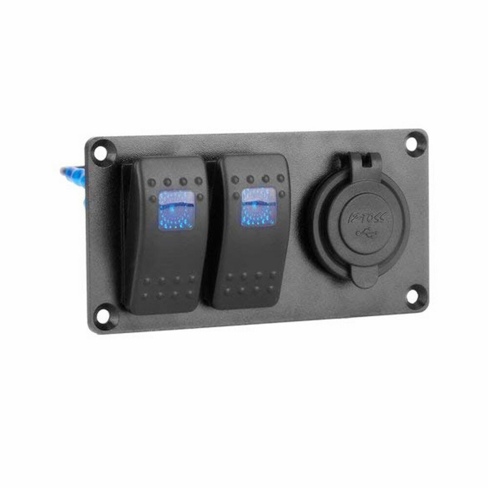 Aluminium 2 Gang Rocker Switch Panel