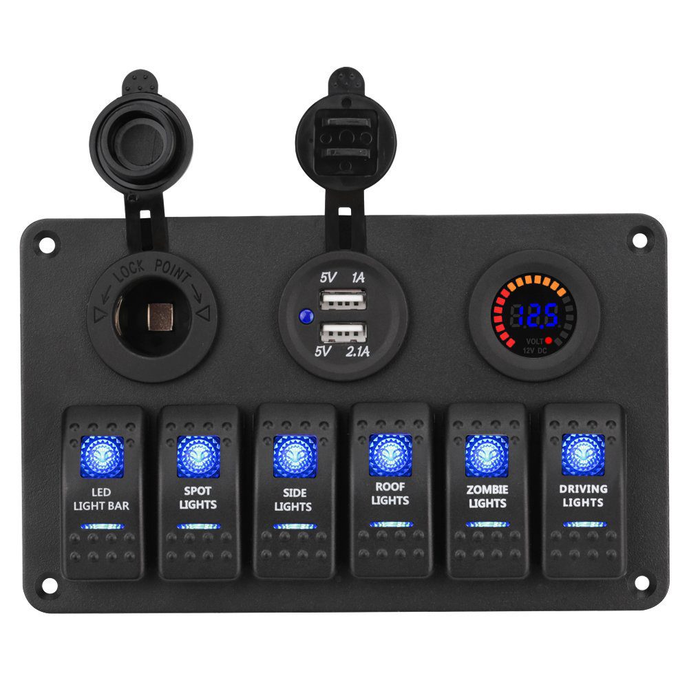 6 Button Rocker Switch Cluster 6 Gang Rocker Switch Panel