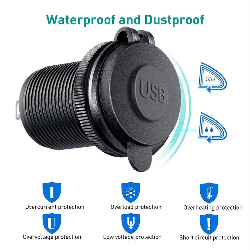 Quick Charge PD 3.0 Car Charger 60W Socket Outlet For Boat Marine Truck ATVMotorcycle