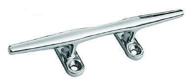 XNO H0005C mirror-polished AISI 316 hollow cleat, 8 inch