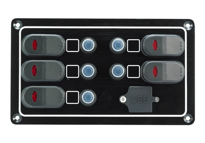 AAA 10261-BK five-gang waterproof switch panel with dual USB port