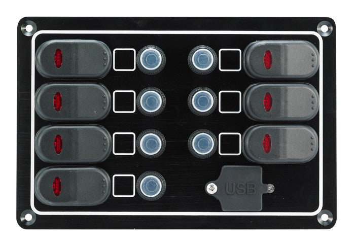 AAA 10262-BK 7-Gang Waterproof Switch Panel with Dual USB