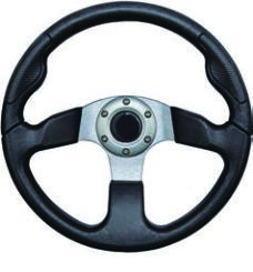 AAA Marine 73058-01SL 12.5" Aluminum Steering Wheel – Black/Silver