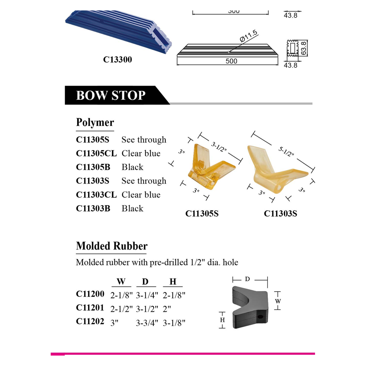 Easterner C11202 molded rubber trailer bow stop