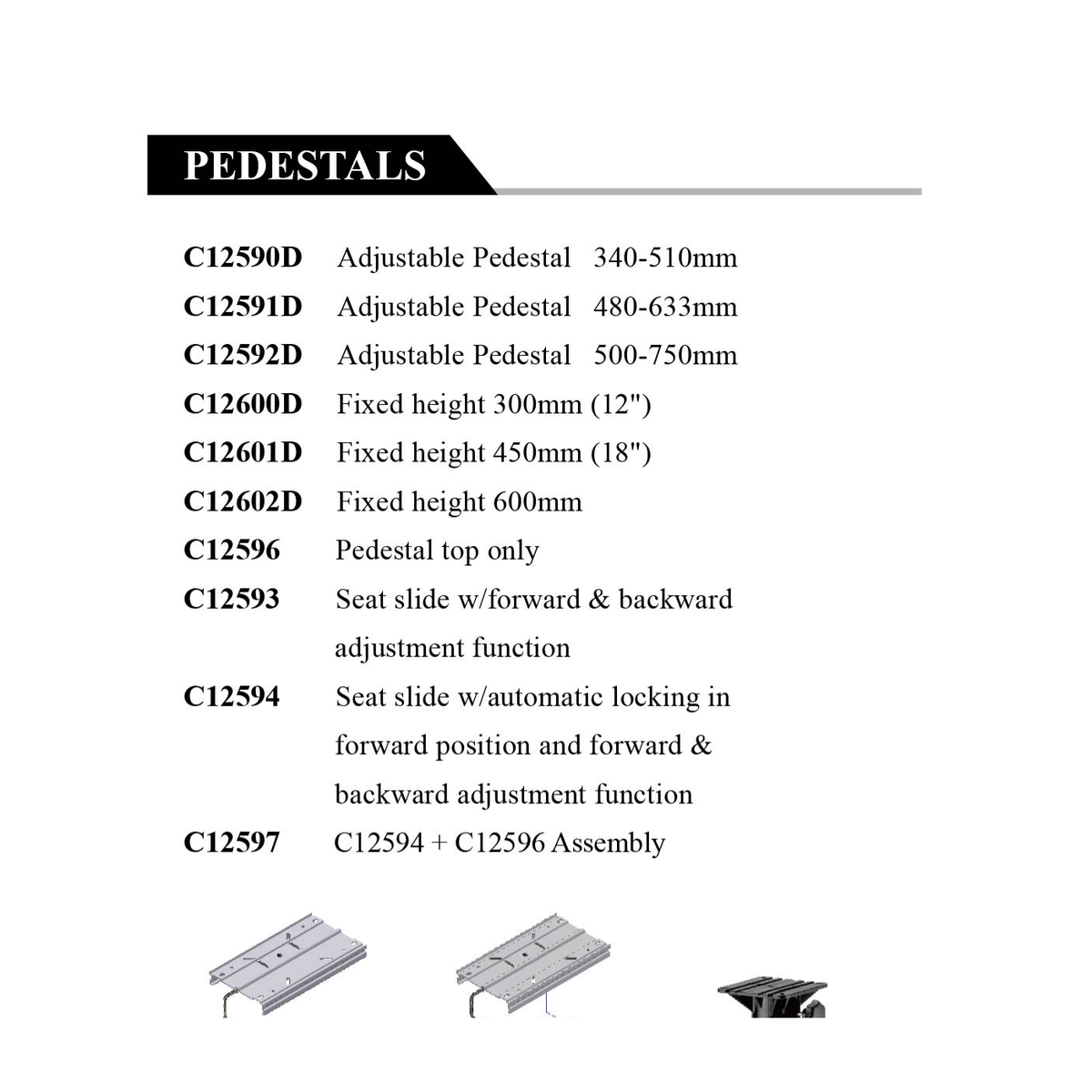 Easterner C12593 forward and backward adjustable marine seat slide