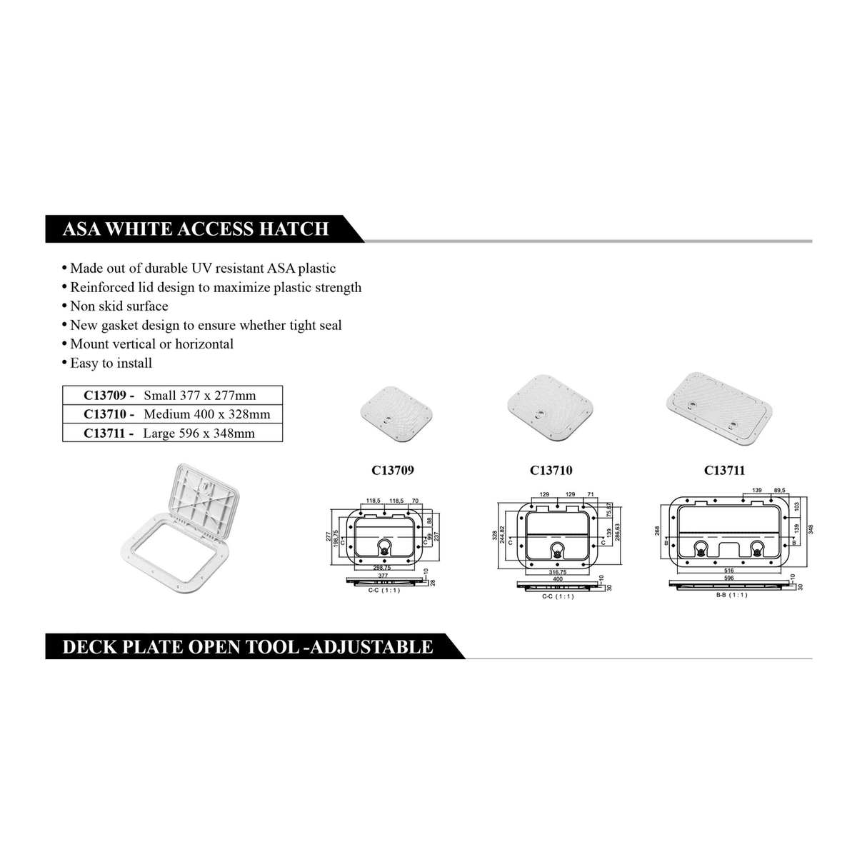 Easterner C13711 Large White ASA Access Hatch – 596 x 348 mm