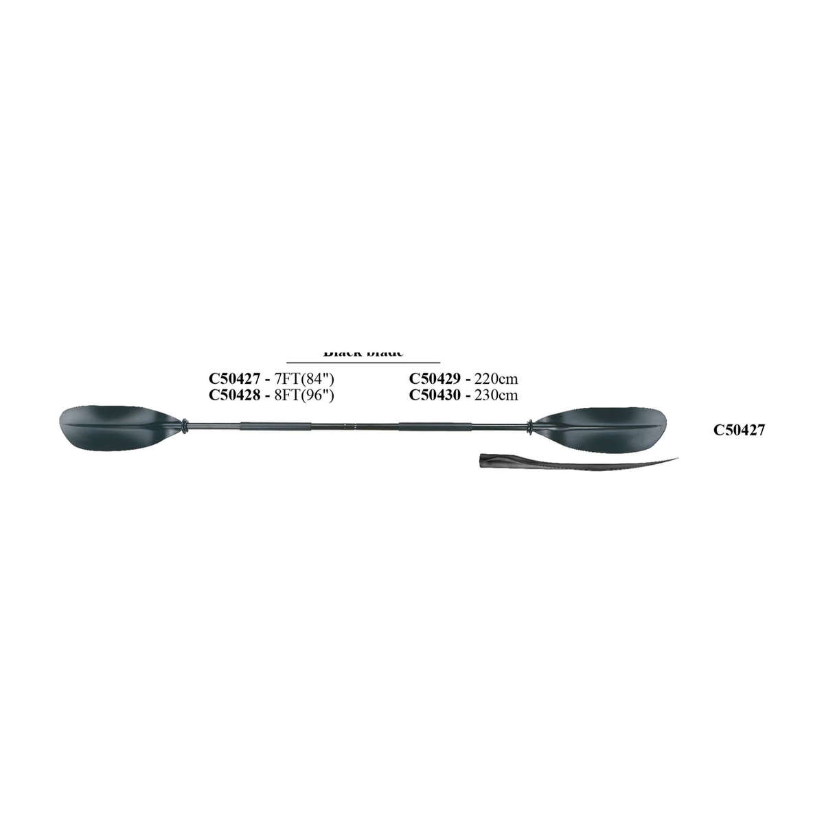 Easterner C50428 black asymmetrical kayak paddle, 8 ft